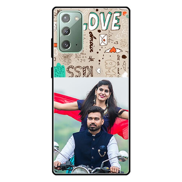 Galaxy Note 20 Custom Glass Phone Case - Love Doodle Pattern Galaxy Note 20 Custom Glass Phone Case - Love Doodle Pattern