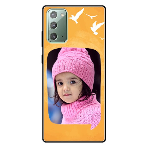 Galaxy Note 20 Personalized Glass Phone Case - Water Color Design with Bird Icons Galaxy Note 20 Personalized Glass Phone Case - Water Color Design with Bird Icons