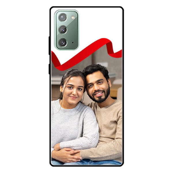Galaxy Note 20 Photo Printing on Glass Case - Red Ribbon Frame Design Galaxy Note 20 Photo Printing on Glass Case - Red Ribbon Frame Design