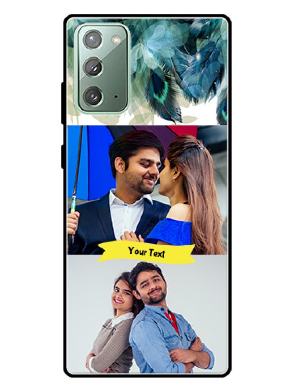 Custom Galaxy Note 20 Personalized Glass Phone Case  - Image with Boho Peacock Feather Design