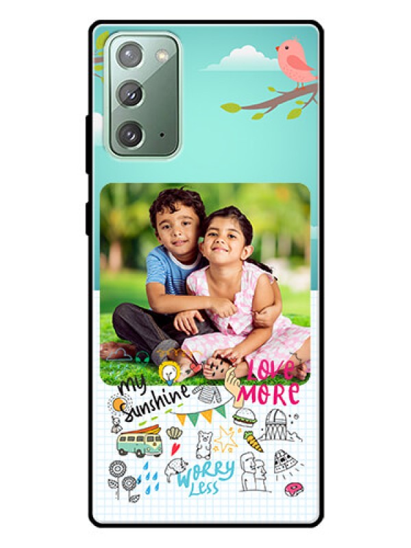 Custom Galaxy Note 20 Photo Printing on Glass Case  - Doodle love Design