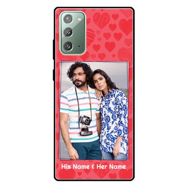 Galaxy Note 20 Photo Printing on Glass Case - with Red Heart Symbols Design Galaxy Note 20 Photo Printing on Glass Case - with Red Heart Symbols Design