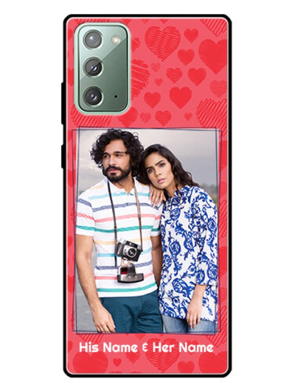 Custom Galaxy Note 20 Photo Printing on Glass Case  - with Red Heart Symbols Design