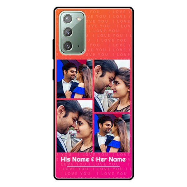 Galaxy Note 20 Custom Glass Phone Case  - I Love You Pink Design
