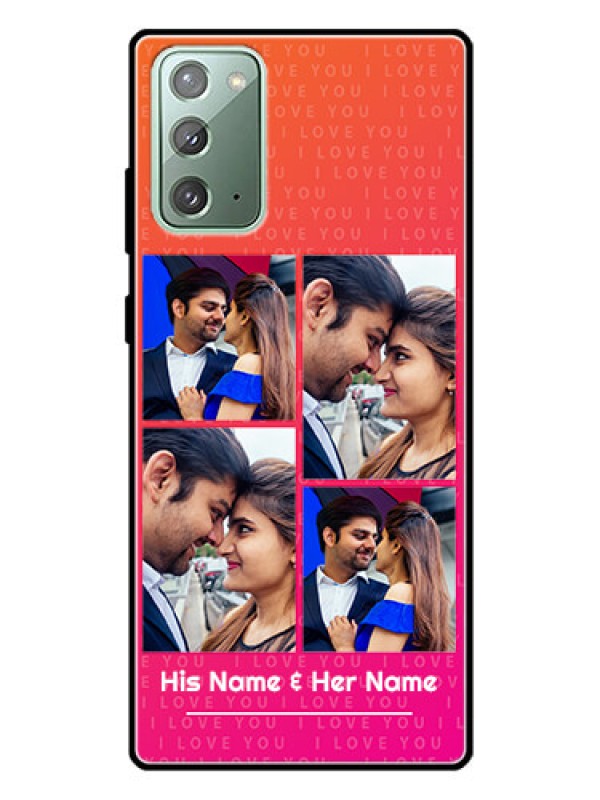 Custom Galaxy Note 20 Custom Glass Phone Case  - I Love You Pink Design
