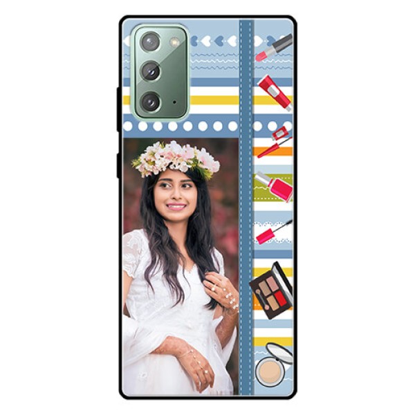 Galaxy Note 20 Personalized Glass Phone Case - Makeup Icons Design Galaxy Note 20 Personalized Glass Phone Case - Makeup Icons Design