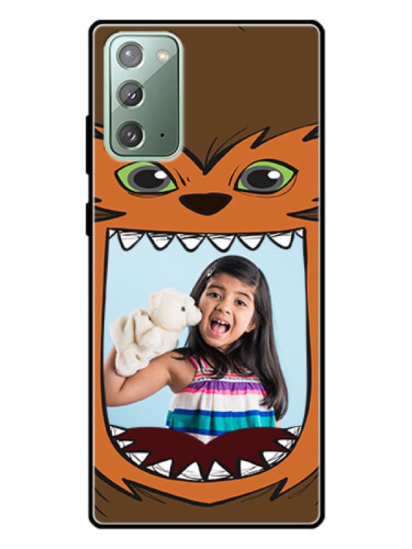 Custom Galaxy Note 20 Photo Printing on Glass Case  - Owl Monster Back Case Design