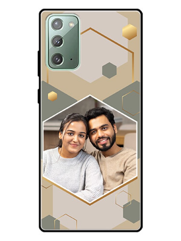 Custom Galaxy Note 20 Photo Printing on Glass Case - Stylish Hexagon Pattern Design