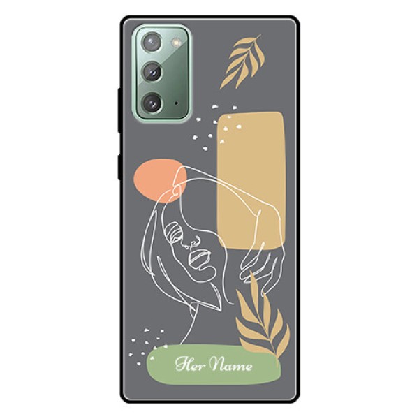 Galaxy Note 20 Custom Glass Phone Case - Gazing Woman line art Design