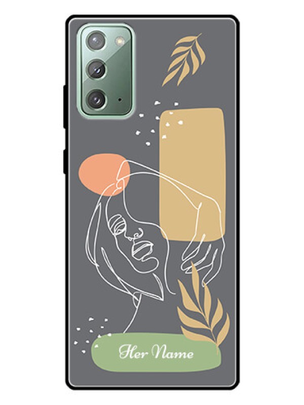 Custom Galaxy Note 20 Custom Glass Phone Case - Gazing Woman line art Design