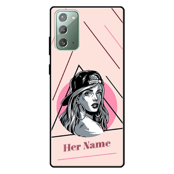 Galaxy Note 20 Personalized Glass Phone Case - Rockstar Girl Design Galaxy Note 20 Personalized Glass Phone Case - Rockstar Girl Design