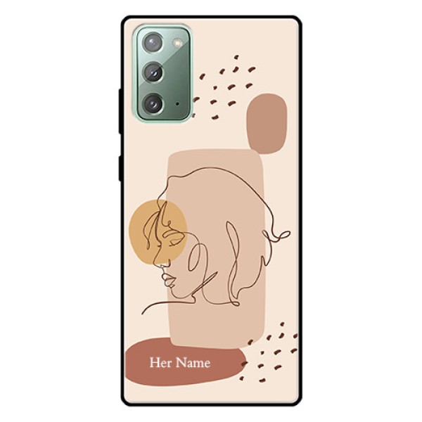 Galaxy Note 20 Photo Printing on Glass Case - Calm Woman line art Design Galaxy Note 20 Photo Printing on Glass Case - Calm Woman line art Design