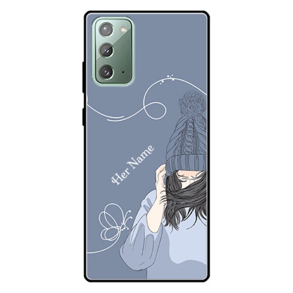 Galaxy Note 20 Custom Glass Mobile Case - Girl in winter outfit Design Galaxy Note 20 Custom Glass Mobile Case - Girl in winter outfit Design