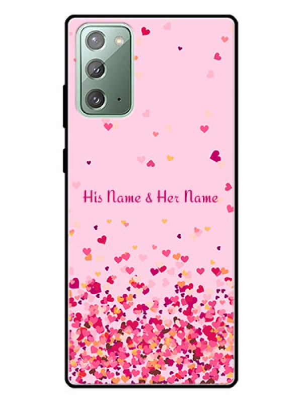 Custom Galaxy Note 20 Photo Printing on Glass Case - Floating Hearts Design