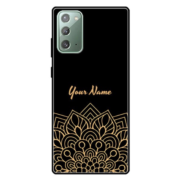 Galaxy Note 20 Custom Glass Phone Case - Golden mandala Design