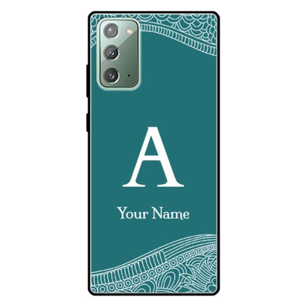 Galaxy Note 20 Personalized Glass Phone Case - line art pattern with custom name Design Galaxy Note 20 Personalized Glass Phone Case - line art pattern with custom name Design