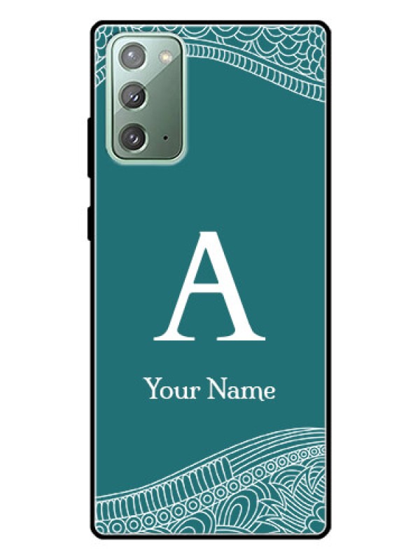 Custom Galaxy Note 20 Personalized Glass Phone Case - line art pattern with custom name Design