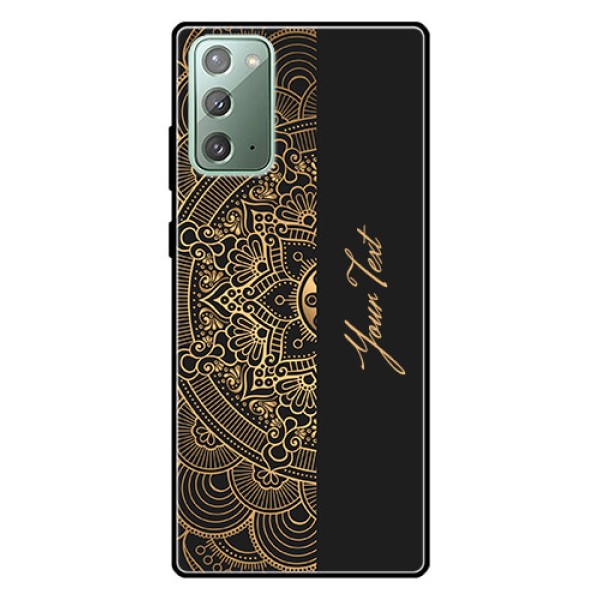 Galaxy Note 20 Photo Printing on Glass Case - Mandala art with custom text Design Galaxy Note 20 Photo Printing on Glass Case - Mandala art with custom text Design