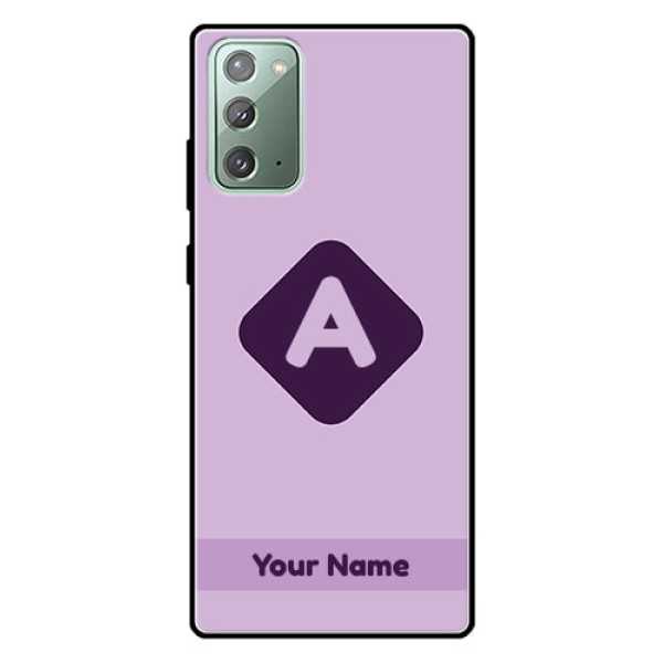 Galaxy Note 20 Custom Glass Mobile Case - Custom Letter in curved badge Design