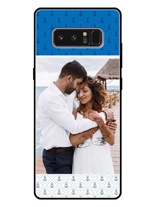 Custom Galaxy Note 8 Photo Printing on Glass Case  - Blue Anchors Design