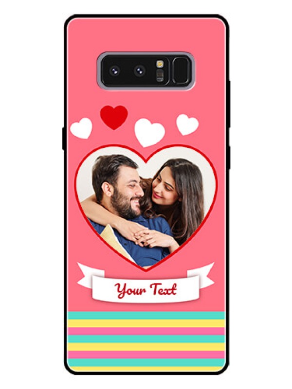 Custom Galaxy Note 8 Photo Printing on Glass Case  - Love Doodle Design