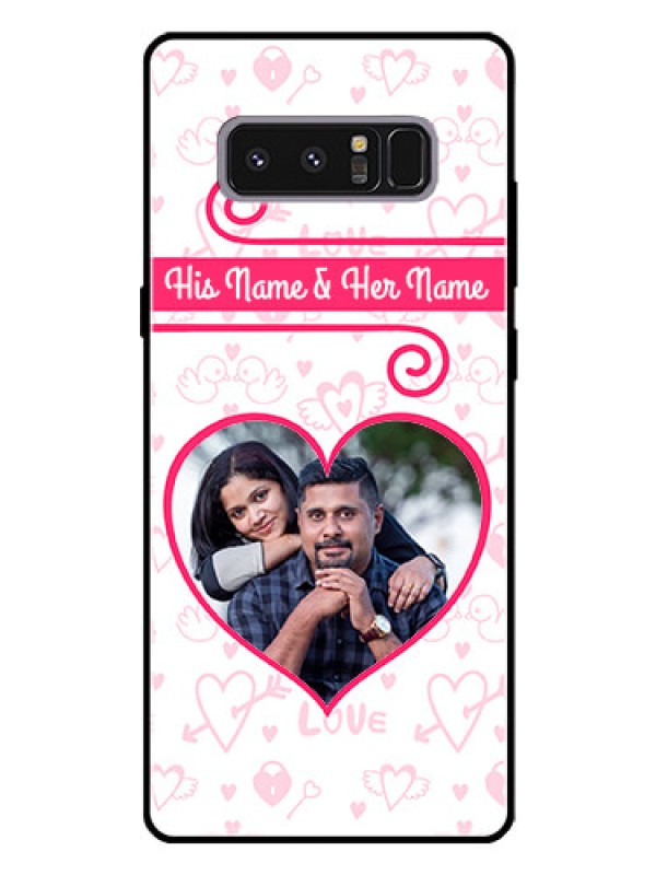 Custom Galaxy Note 8 Personalized Glass Phone Case  - Heart Shape Love Design