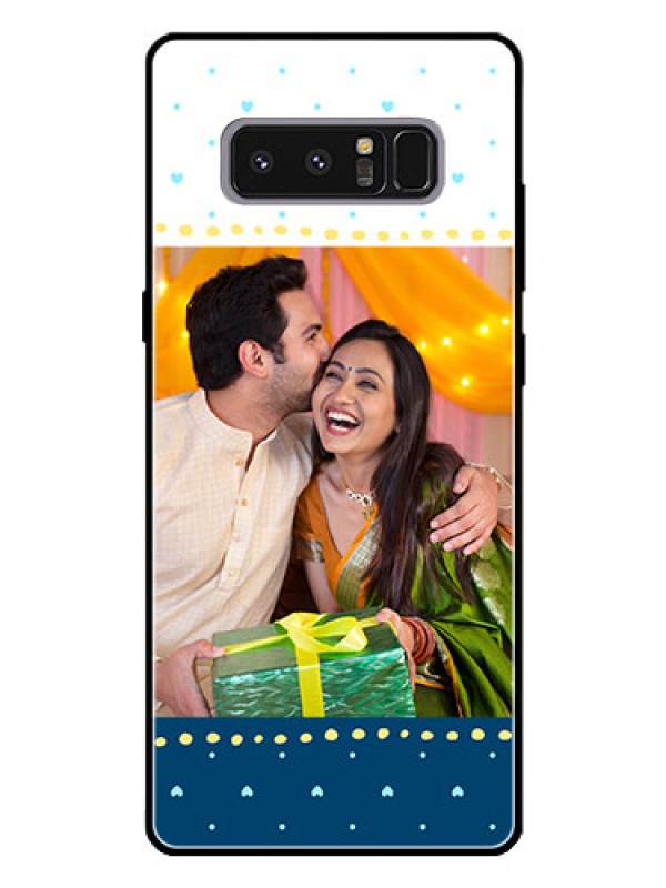 Custom Galaxy Note 8 Personalized Glass Phone Case  - White and Blue Abstract Design