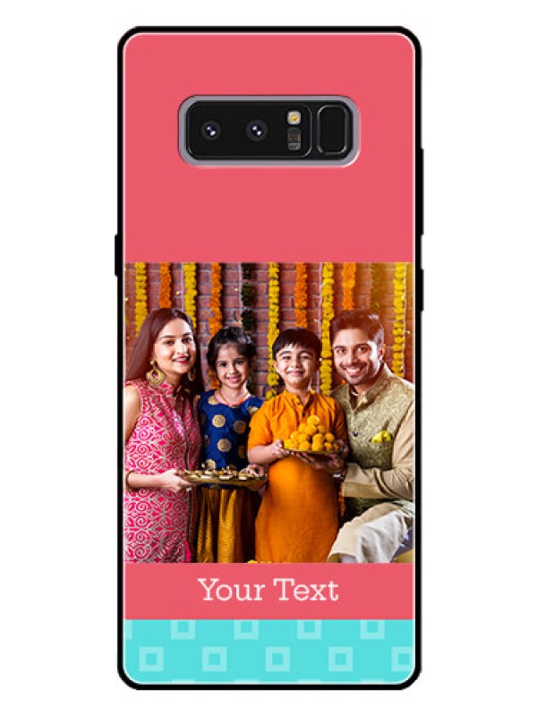 Custom Galaxy Note 8 Personalized Glass Phone Case  - Peach & Blue Color Design