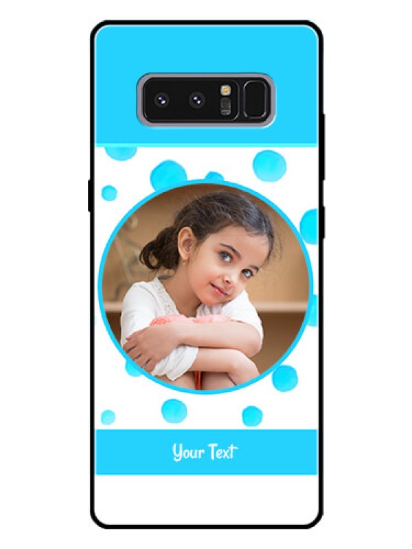 Custom Galaxy Note 8 Photo Printing on Glass Case  - Blue Bubbles Pattern Design