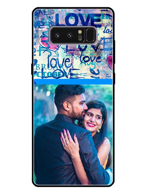 Custom Galaxy Note 8 Custom Glass Mobile Case  - Colorful Love Design