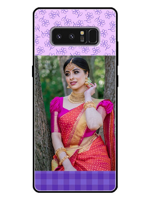 Custom Galaxy Note 8 Custom Glass Phone Case  - Purple Floral Design