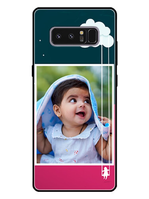 Custom Galaxy Note 8 Custom Glass Phone Case  - Cute Girl with Cloud Design