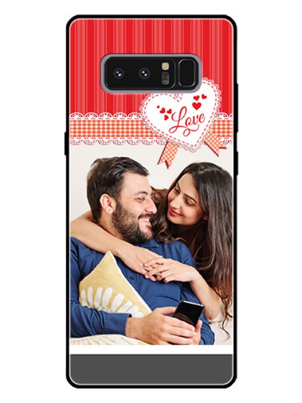 Custom Galaxy Note 8 Custom Glass Mobile Case  - Red Love Pattern Design