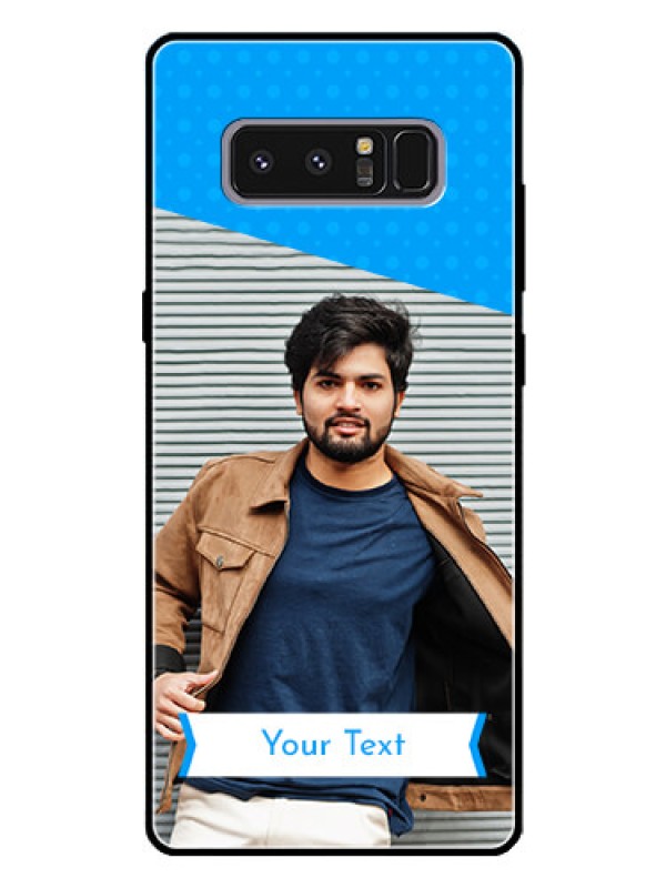 Custom Galaxy Note 8 Photo Printing on Glass Case  - Simple Blue Color Design