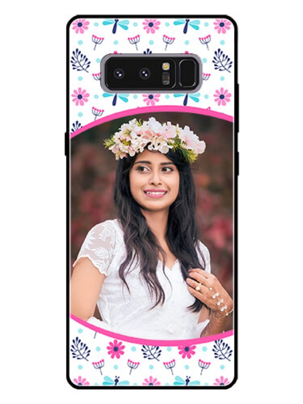 Custom Galaxy Note 8 Photo Printing on Glass Case  - Colorful Flower Design