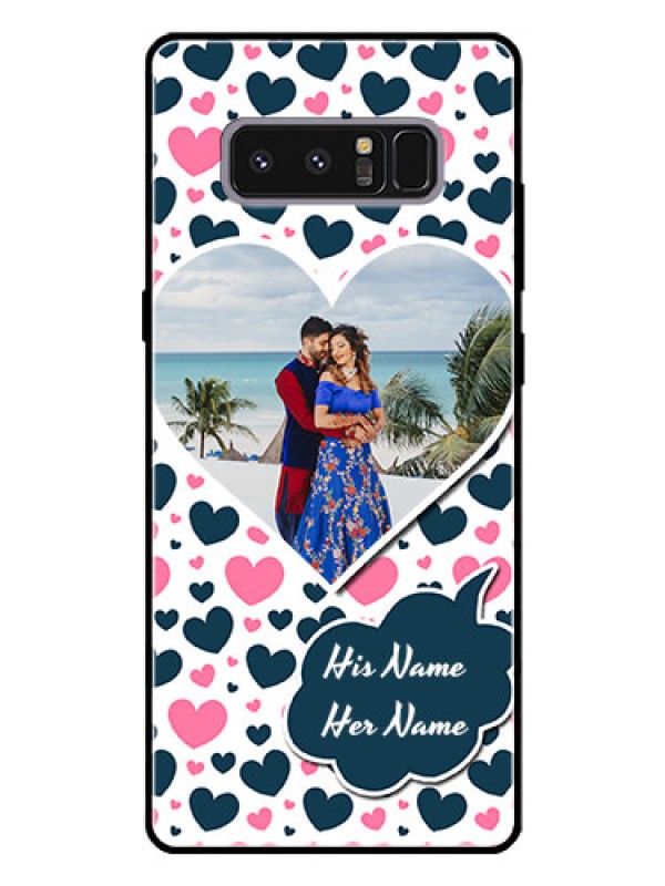 Custom Galaxy Note 8 Custom Glass Phone Case  - Pink & Blue Heart Design