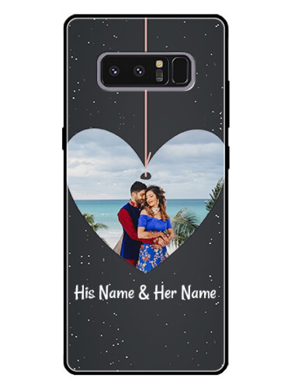 Custom Galaxy Note 8 Custom Glass Phone Case  - Hanging Heart Design