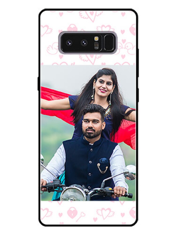 Custom Galaxy Note 8 Custom Glass Mobile Case  - Pink Flying Heart Design