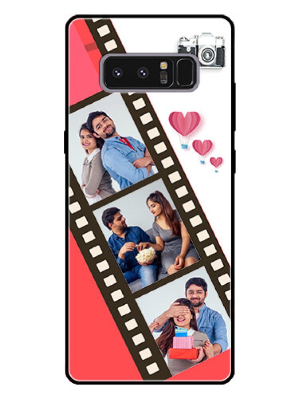 Custom Galaxy Note 8 Personalized Glass Phone Case  - 3 Image Holder with Film Reel