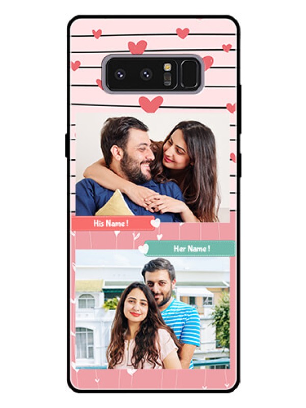 Custom Galaxy Note 8 Custom Glass Mobile Case  - Photo with Heart Design
