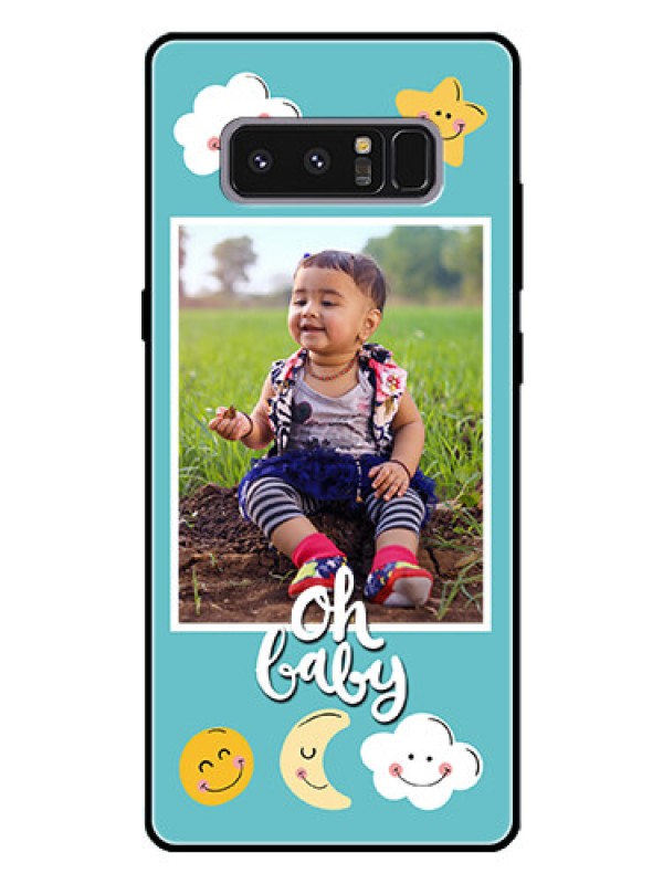 Custom Galaxy Note 8 Personalized Glass Phone Case  - Smiley Kids Stars Design