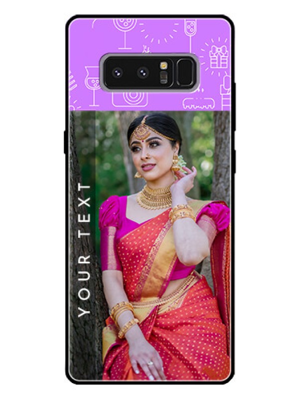 Custom Galaxy Note 8 Custom Glass Mobile Case  - Birthday Icons Design