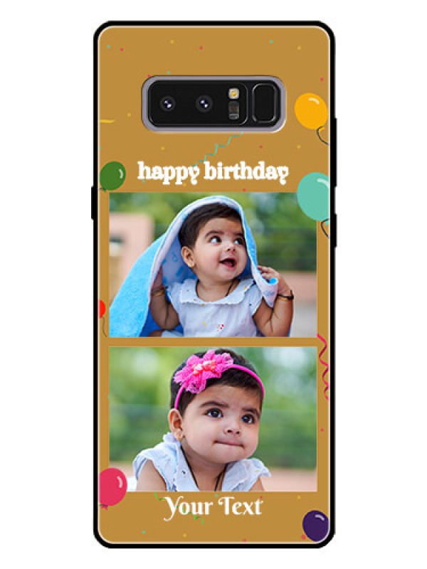 Custom Galaxy Note 8 Personalized Glass Phone Case  - Image Holder with Birthday Celebrations Design
