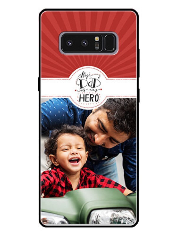 Custom Galaxy Note 8 Photo Printing on Glass Case  - My Dad Hero Design