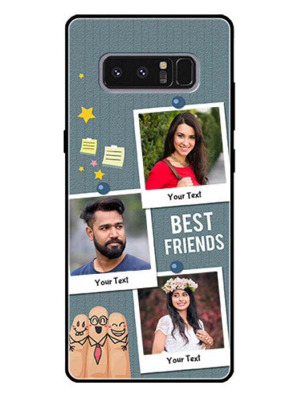 Custom Galaxy Note 8 Personalized Glass Phone Case  - Sticky Frames and Friendship Design