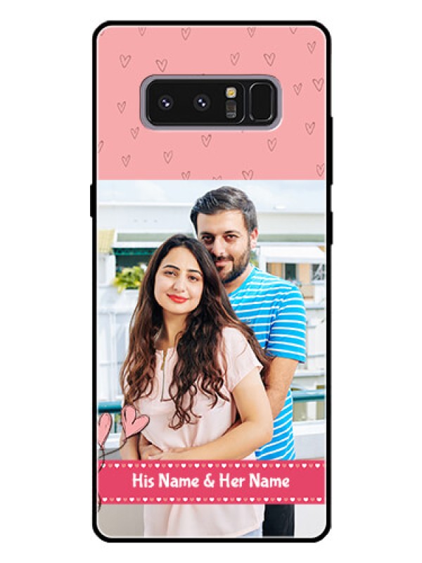 Custom Galaxy Note 8 Personalized Glass Phone Case  - Love Design Peach Color