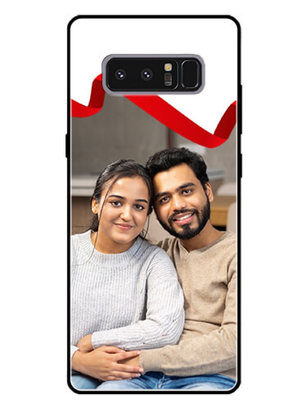 Custom Galaxy Note 8 Photo Printing on Glass Case  - Red Ribbon Frame Design