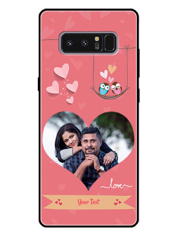 Custom Galaxy Note 8 Personalized Glass Phone Case  - Peach Color Love Design 