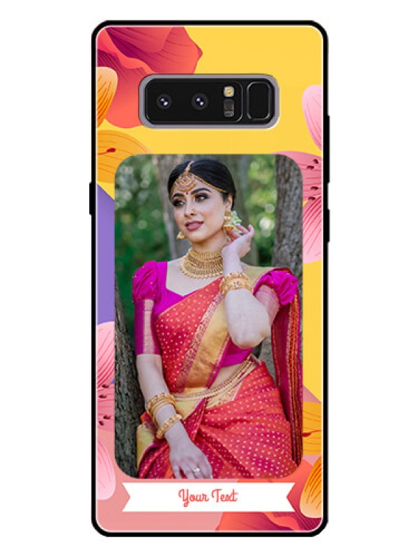 Custom Galaxy Note 8 Custom Glass Mobile Case  - 3 Image With Vintage Floral Design