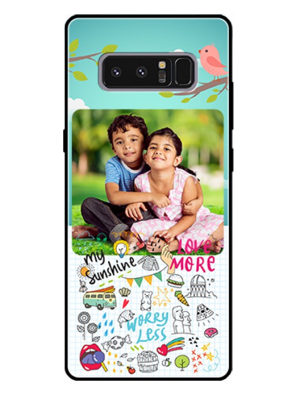 Custom Galaxy Note 8 Photo Printing on Glass Case  - Doodle love Design